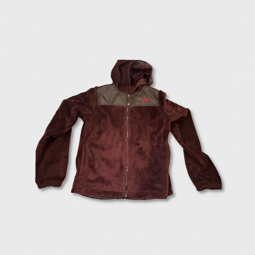 Girl’s The North Face Oso Fleece Jacket with Hood Dark Maroon Size Large 14/16